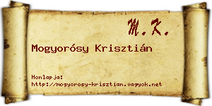 Mogyorósy Krisztián névjegykártya